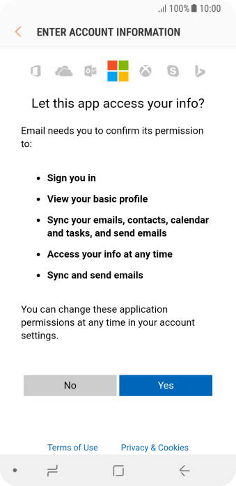 If this screen is displayed, you email account has been recognised and set up automatically. Follow the instructions on the screen to key in more information and finish setting up your phone. If this screen is displayed, you email account has been recognised and set up automatically. Follow the instructions on the screen to key in more information and finish setting up your phone.