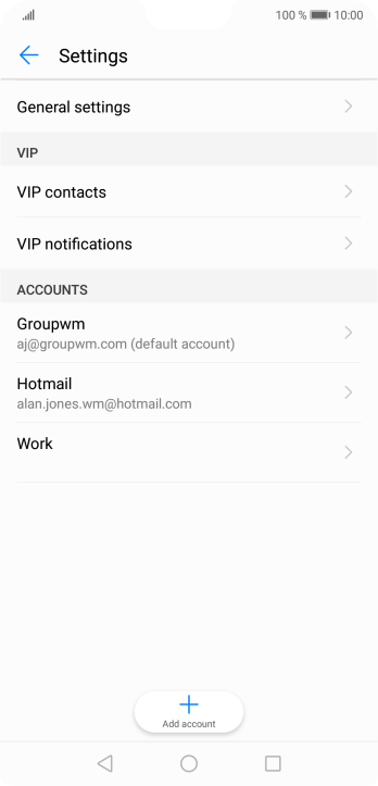 Press the required email account. Press the required email account.