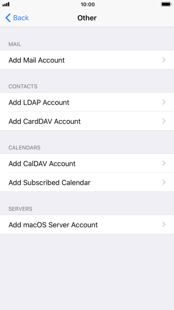 Press Add Mail Account. Press Add Mail Account.