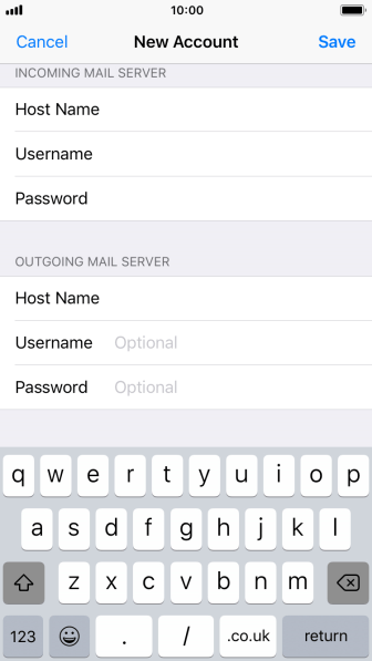 Press Username and key in the username for your email account. Press Username and key in the username for your email account.