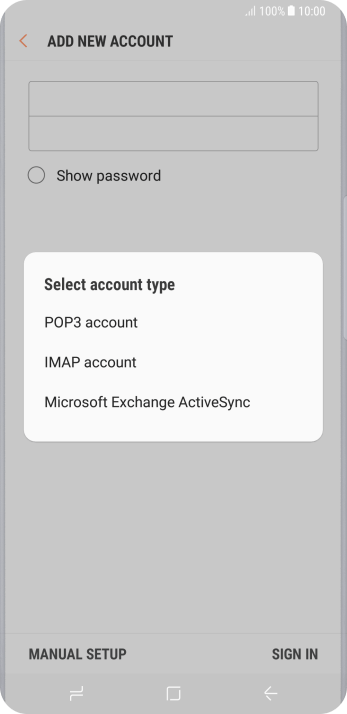 Press IMAP account. Press IMAP account.