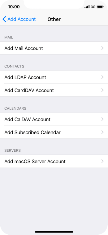Press Add Mail Account. Press Add Mail Account.