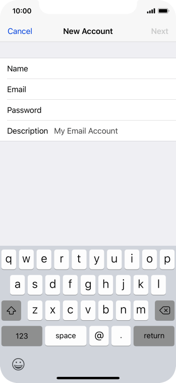 Press Password and key in the password for your email account. Press Password and key in the password for your email account.