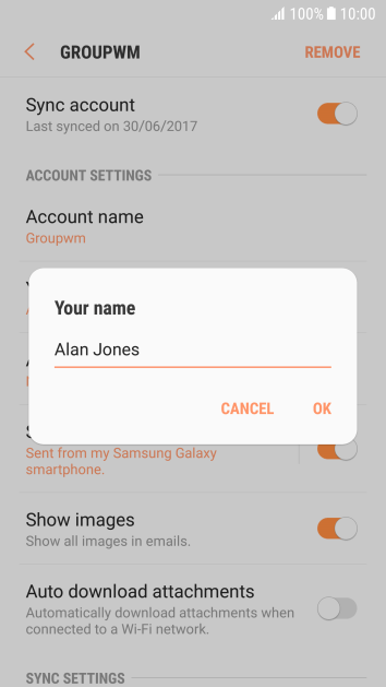 Key in the required sender name and press OK. Key in the required sender name and press OK.