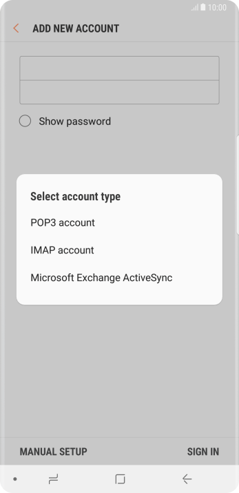 Press POP3 account. Press POP3 account.