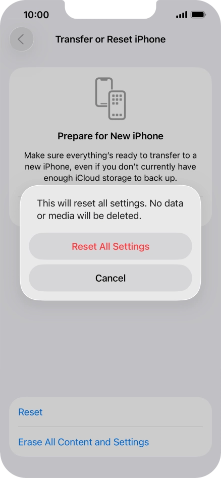 Press Reset All Settings. Press Reset All Settings.