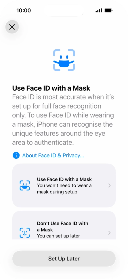 Press Set Up Later. Press Set Up Later.