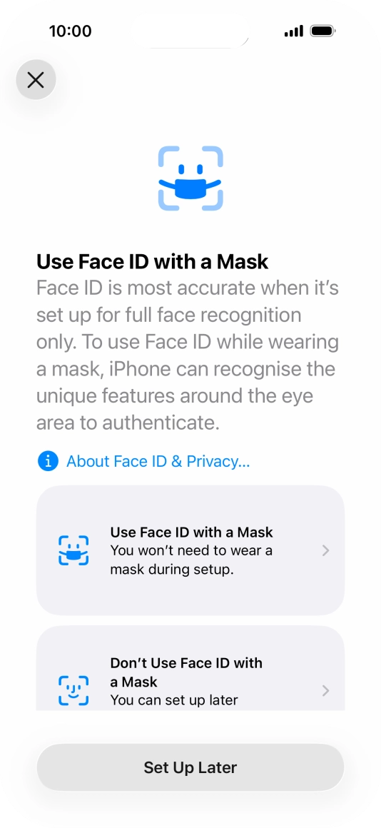 Press Set Up Later. Press Set Up Later.