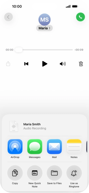 Press the required setting and follow the instructions on the screen to share or save the message. Press the required setting and follow the instructions on the screen to share or save the message.