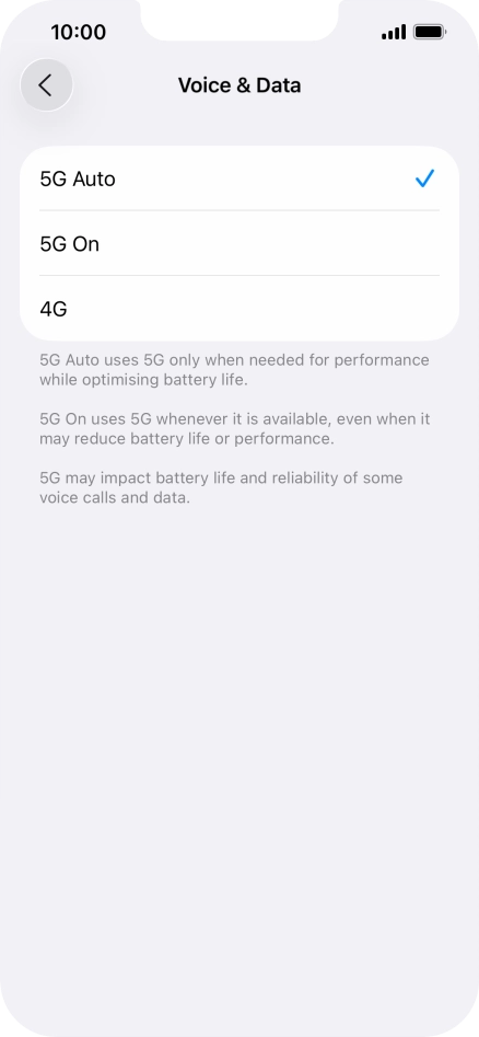 To turn on automatic switch between 5G and 4G, press 5G Auto. To turn on automatic switch between 5G and 4G, press 5G Auto.