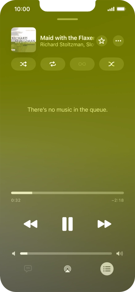 Press the shuffle icon to turn the function on or off. Press the shuffle icon to turn the function on or off.