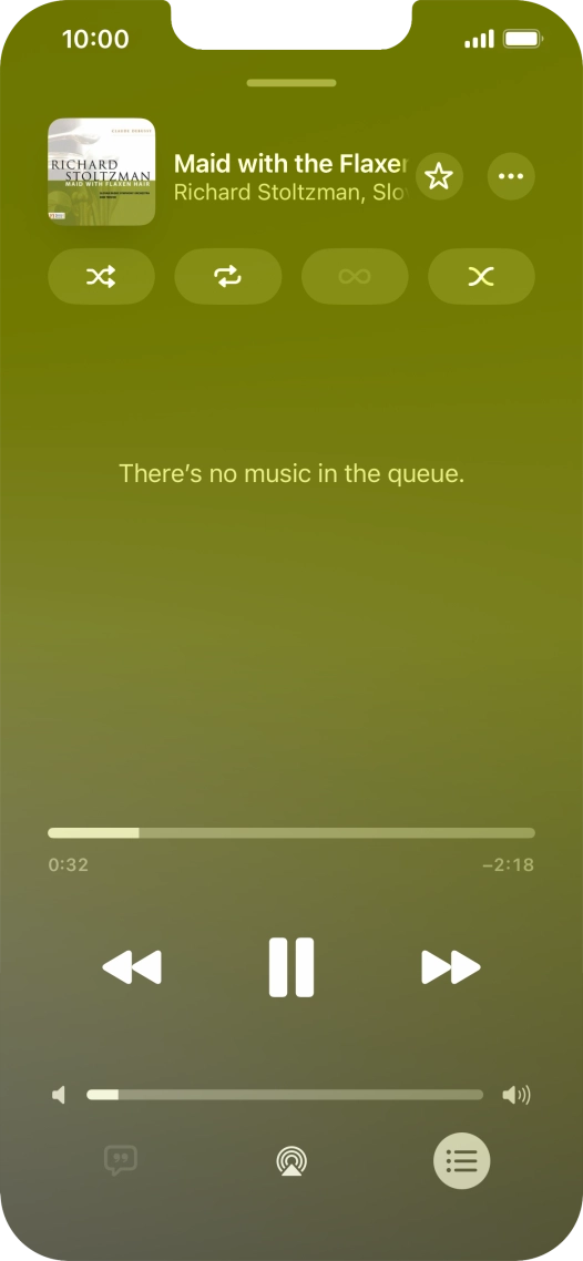 Press the shuffle icon to turn the function on or off. Press the shuffle icon to turn the function on or off.