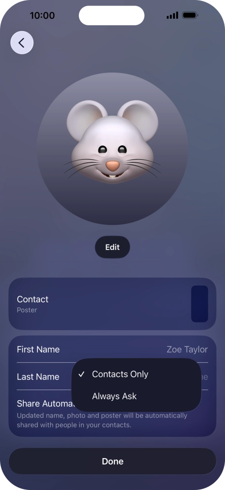 Press the required setting. Press the required setting.