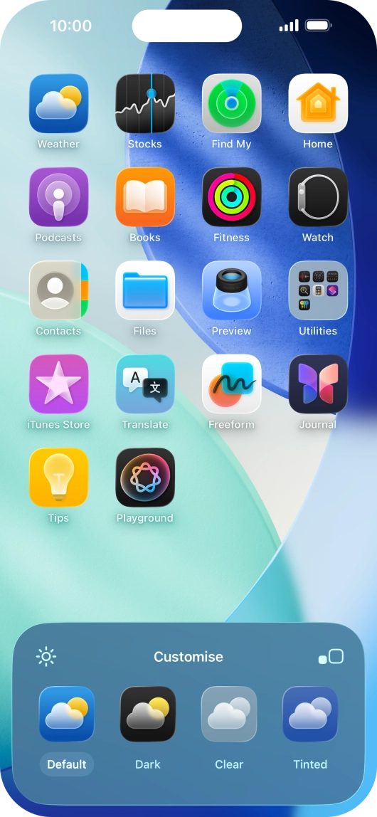 Press the required setting to select the size of app icons on the home screen. Press the required setting to select the size of app icons on the home screen.