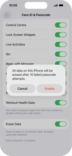 If you turn on the function, press Enable. If you turn on the function, press Enable.