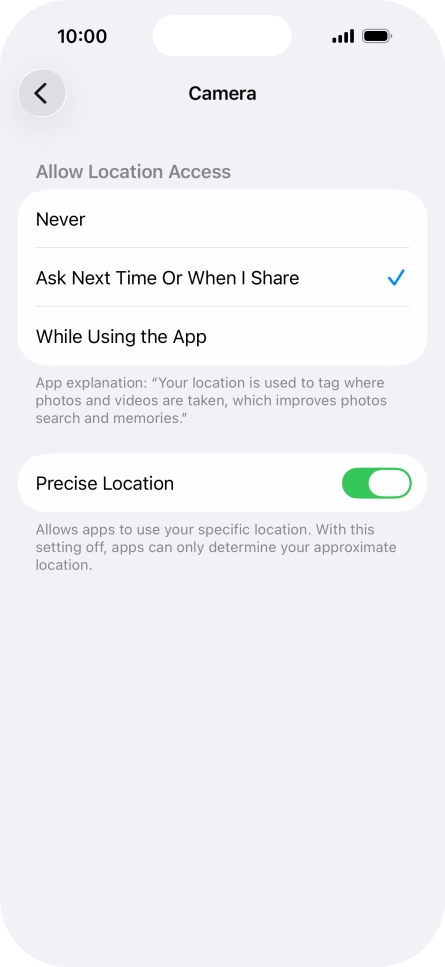 Press the required setting to turn the function on or off. Press the required setting to turn the function on or off.