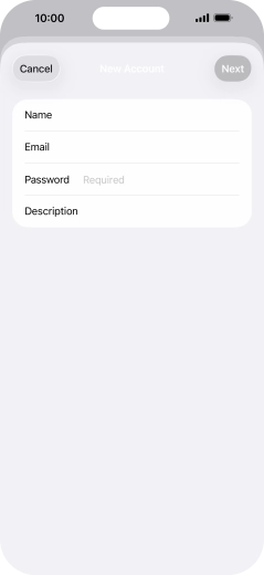 Press Password and key in the password for your email account. Press Password and key in the password for your email account.
