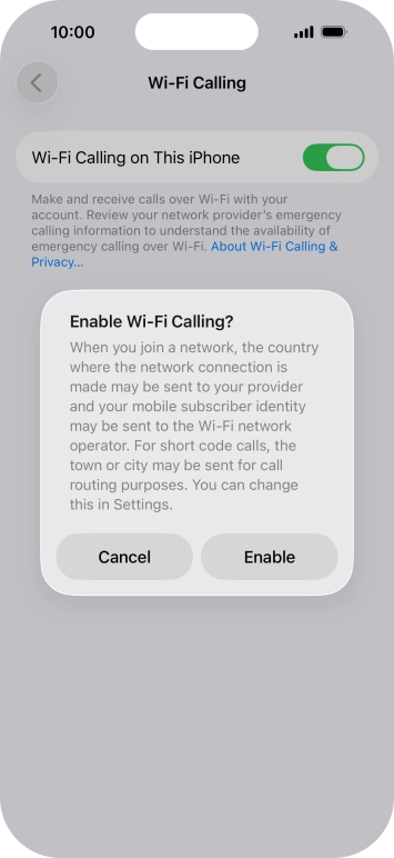 If you turn on the function, press Enable. If you turn on the function, press Enable.
