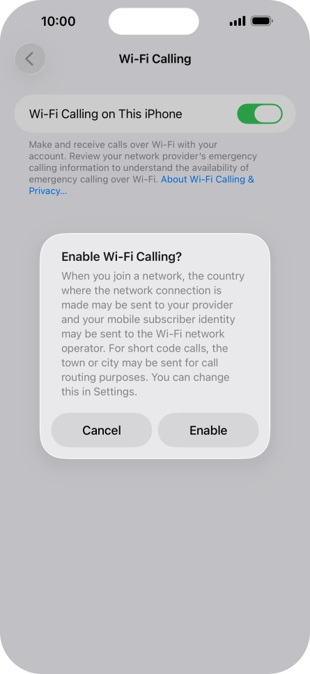 If you turn on the function, press Enable. If you turn on the function, press Enable.