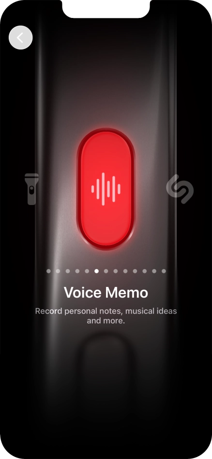 Slide your finger right or left on the screen to select the required function. Slide your finger right or left on the screen to select the required function.