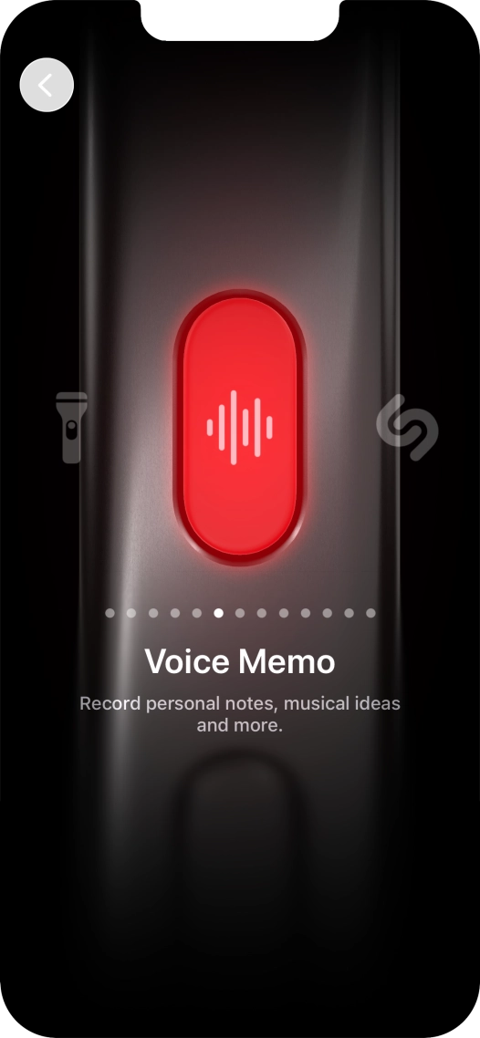 Slide your finger right or left on the screen to select the required function. Slide your finger right or left on the screen to select the required function.