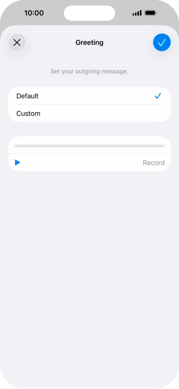 Press Default to select the default greeting. Press Default to select the default greeting.