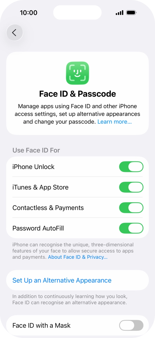 Press the indicators next to the required settings to turn them on or off. Press the indicators next to the required settings to turn them on or off.