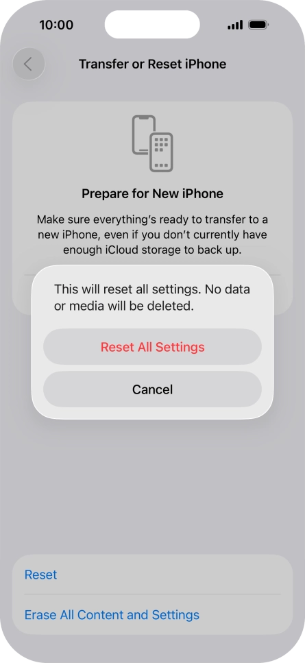 Press Reset All Settings. Press Reset All Settings.