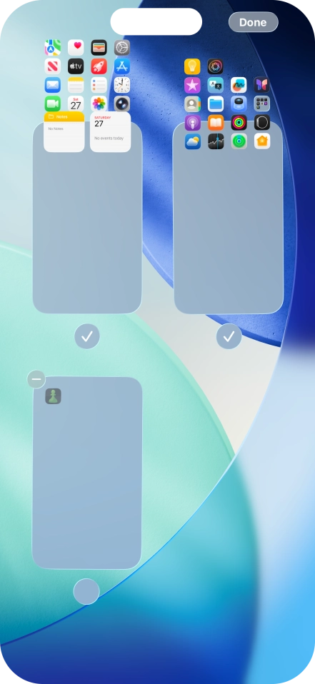 Press the delete icon next to the required home screen page. Press the delete icon next to the required home screen page.