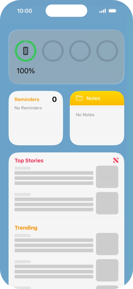 Slide your finger up or down on the screen to see more widgets. Slide your finger up or down on the screen to see more widgets.