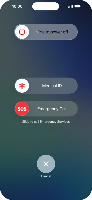 Press and drag the power off icon right. Press and drag the power off icon right.