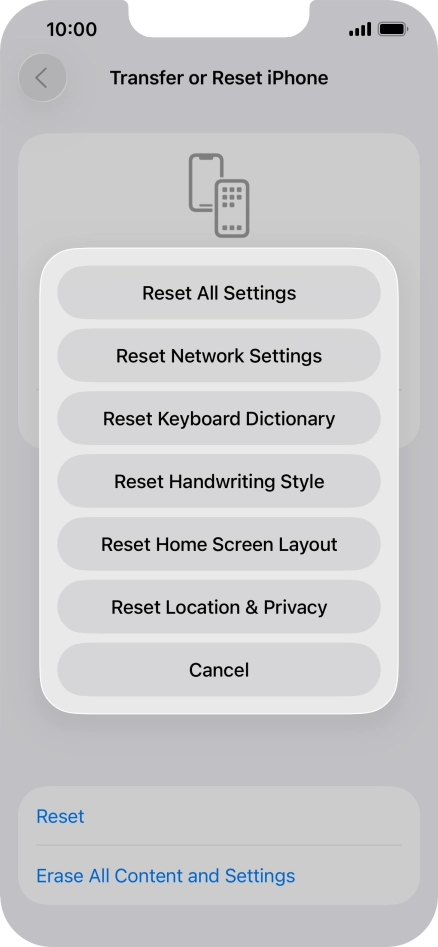 Press Reset All Settings. Press Reset All Settings.