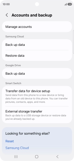 Press Manage accounts. Press Manage accounts.