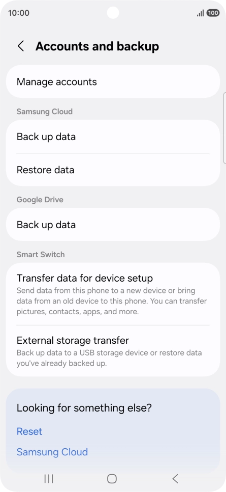 Press Manage accounts. Press Manage accounts.