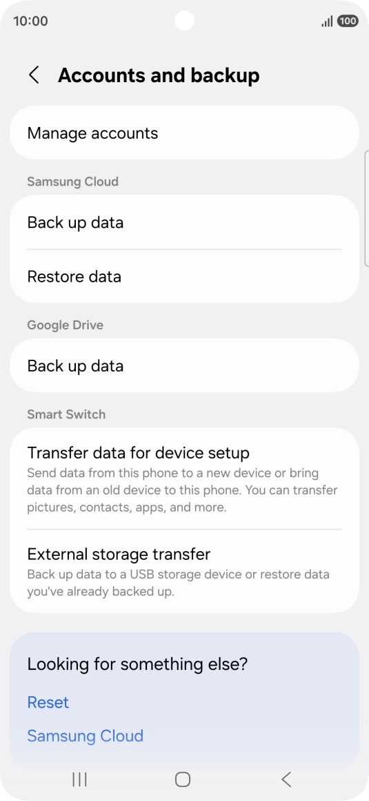 Press Manage accounts. Press Manage accounts.