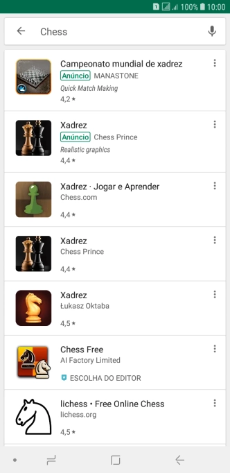 Pressione o app desejado. Pressione o app desejado.