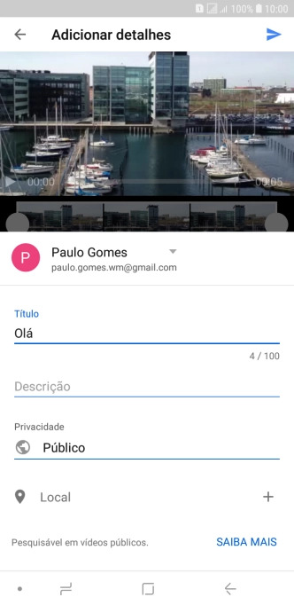 Escreva o texto desejado, e pressione o ícone de upload. Escreva o texto desejado, e pressione o ícone de upload.