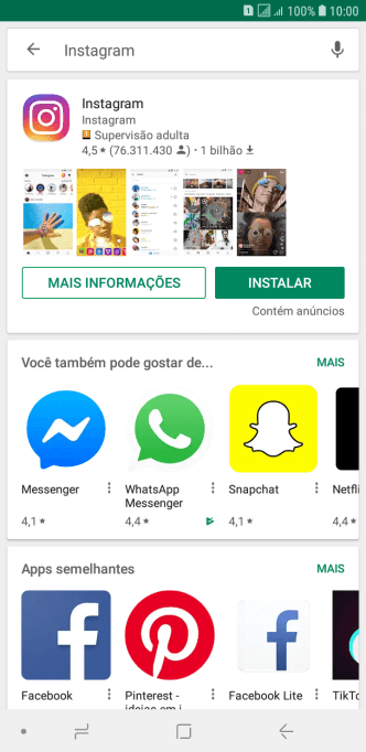 Pressione Instagram. Pressione Instagram.