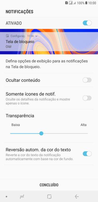 Pressione o indicador ao lado das configurações desejadas. Pressione o indicador ao lado das configurações desejadas.