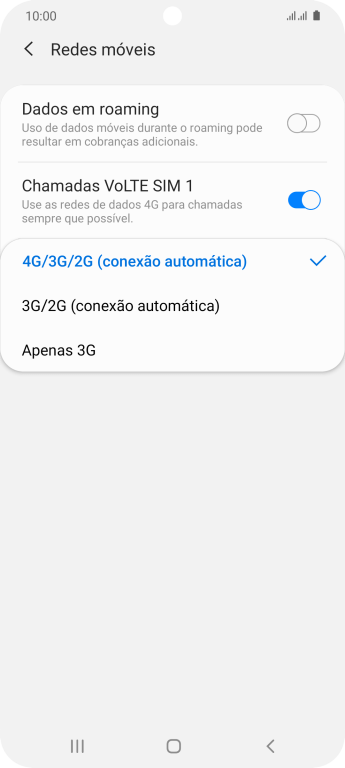 Pressione o tipo de rede. Pressione o tipo de rede.