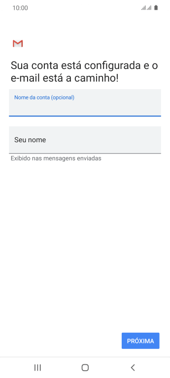 Pressione Seu nome, e digite o nome de remetente desejado. Pressione Seu nome, e digite o nome de remetente desejado.