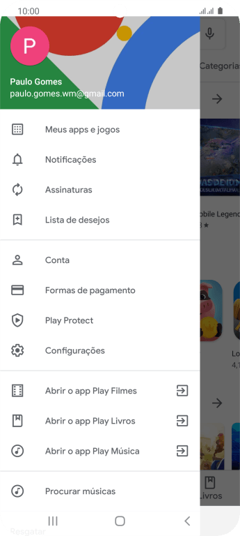 Pressione Configurações. Pressione Configurações.