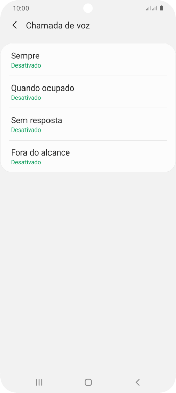 Pressione o tipo de encaminhamento desejado. Pressione o tipo de encaminhamento desejado.