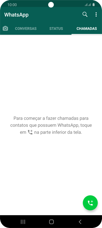 Pressione o ícone de nova chamada. Pressione o ícone de nova chamada.