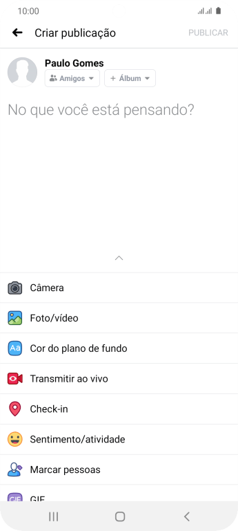 Pressione o campo de escrever, e digite a atualização desejada. Pressione o campo de escrever, e digite a atualização desejada.