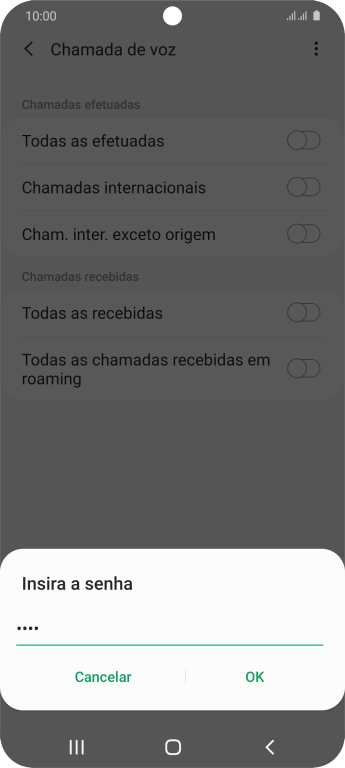 Digite sua senha de bloqueio, e pressione OK. Digite sua senha de bloqueio, e pressione OK.