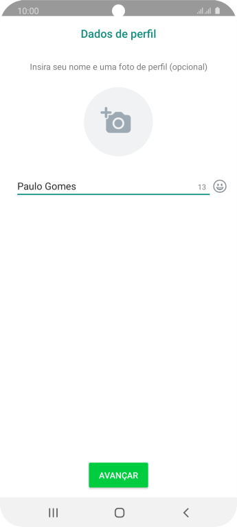 Digite o nome do usuário, e pressione AVANÇAR. Digite o nome do usuário, e pressione AVANÇAR.