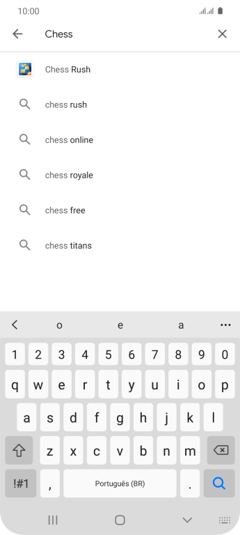 Insira o nome ou assunto do app desejado, e pressione o ícone de busca. Insira o nome ou assunto do app desejado, e pressione o ícone de busca.
