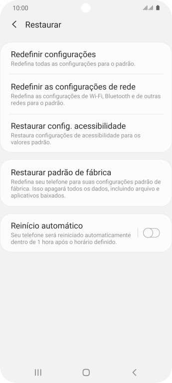 Pressione Restaurar padrão de fábrica. Pressione Restaurar padrão de fábrica.