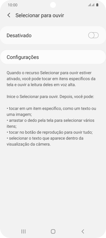 Pressione o indicador para ativar a função. Pressione o indicador para ativar a função.